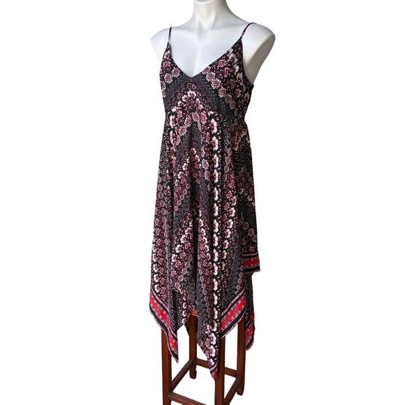 Express Summer Floral Bouquet Handkerchief Hem Boho Dress, Sz M - Picture 4 of 14